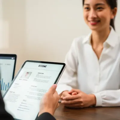  En una consultoría en recursos humanos hay una mujer a la cual están entrevistando<br />
